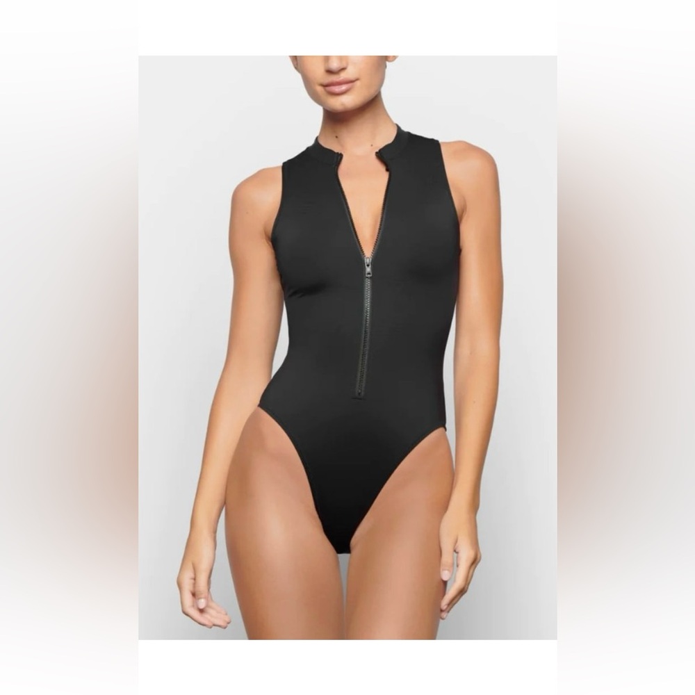 Skims Black Zip-Front Swimsuit (NWOT)
